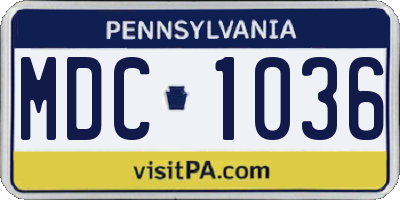 PA license plate MDC1036