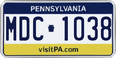 PA license plate MDC1038
