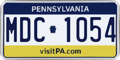PA license plate MDC1054