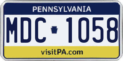 PA license plate MDC1058