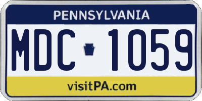 PA license plate MDC1059