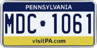 PA license plate MDC1061