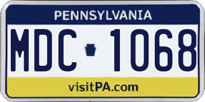 PA license plate MDC1068