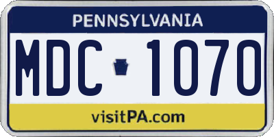 PA license plate MDC1070