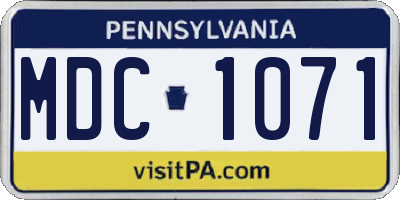 PA license plate MDC1071