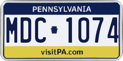 PA license plate MDC1074