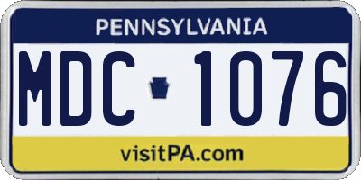 PA license plate MDC1076