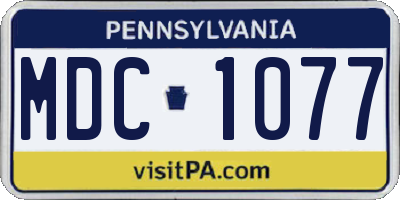PA license plate MDC1077