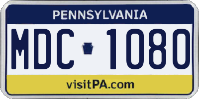 PA license plate MDC1080
