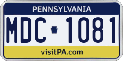 PA license plate MDC1081