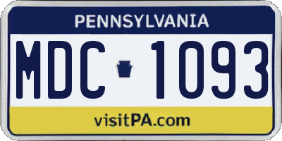 PA license plate MDC1093