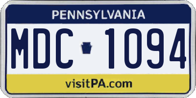 PA license plate MDC1094
