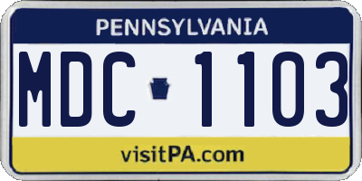 PA license plate MDC1103