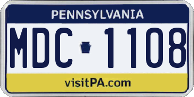PA license plate MDC1108