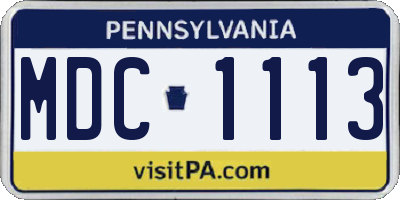 PA license plate MDC1113
