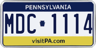 PA license plate MDC1114