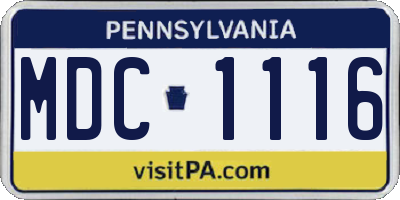 PA license plate MDC1116