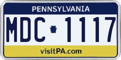 PA license plate MDC1117