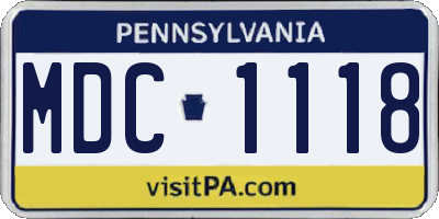 PA license plate MDC1118