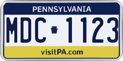 PA license plate MDC1123