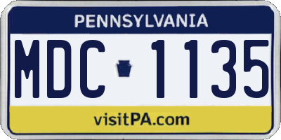 PA license plate MDC1135