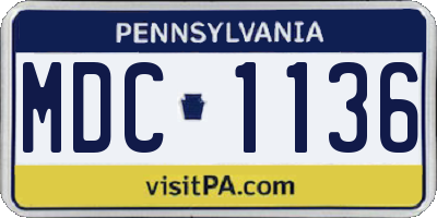 PA license plate MDC1136