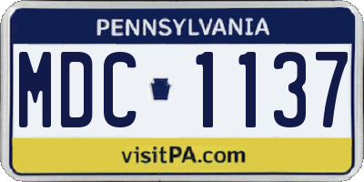 PA license plate MDC1137
