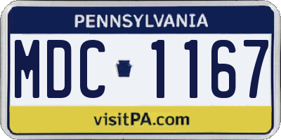 PA license plate MDC1167