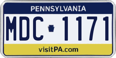 PA license plate MDC1171