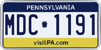 PA license plate MDC1191