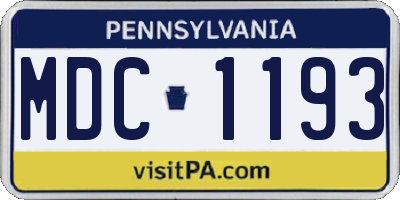 PA license plate MDC1193