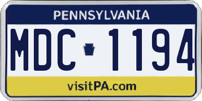 PA license plate MDC1194
