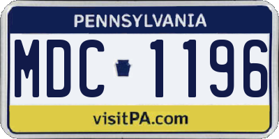 PA license plate MDC1196