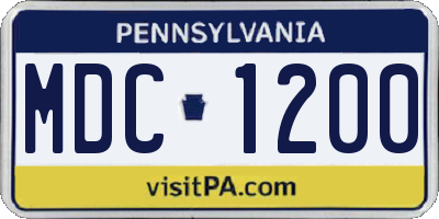 PA license plate MDC1200