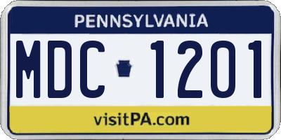 PA license plate MDC1201