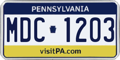 PA license plate MDC1203