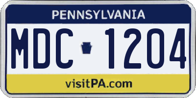 PA license plate MDC1204