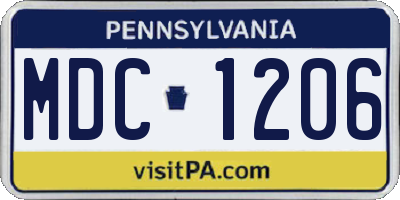 PA license plate MDC1206