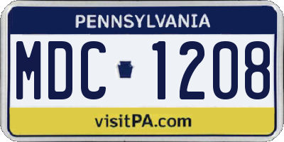 PA license plate MDC1208