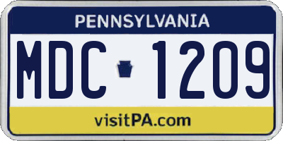 PA license plate MDC1209