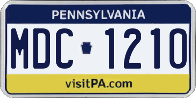 PA license plate MDC1210