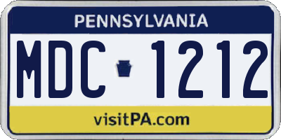 PA license plate MDC1212