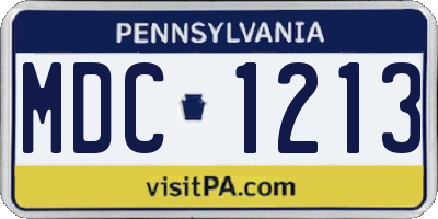 PA license plate MDC1213