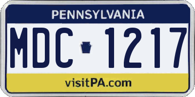 PA license plate MDC1217