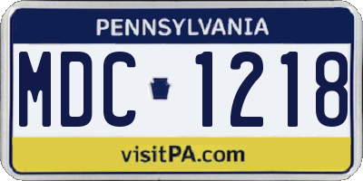 PA license plate MDC1218