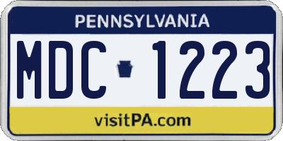 PA license plate MDC1223