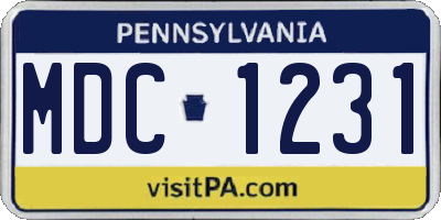 PA license plate MDC1231