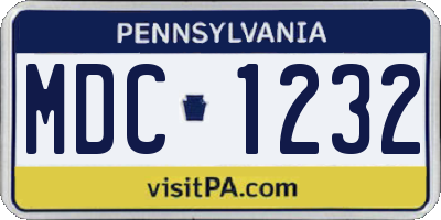 PA license plate MDC1232