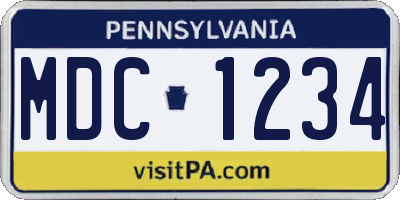 PA license plate MDC1234