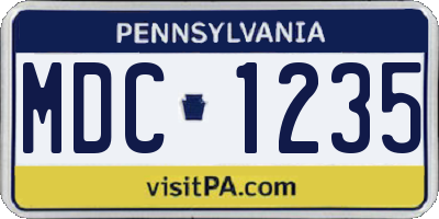 PA license plate MDC1235
